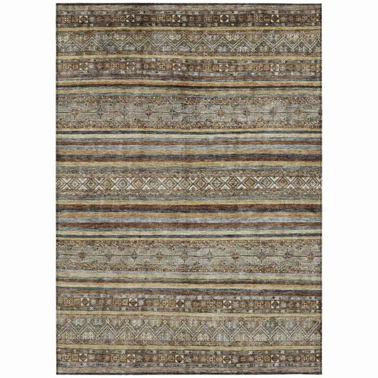 Ysadora Brown Washable Indoor - Outdoor Rug - LOOMLAN - LOOMLAN Rugs - Outdoor Rugs