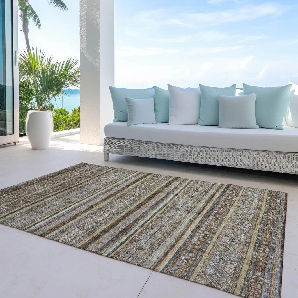 Ysadora Brown Washable Indoor - Outdoor Rug - LOOMLAN - LOOMLAN Rugs - Outdoor Rugs