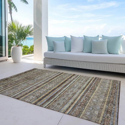 Ysadora Brown Washable Indoor - Outdoor Rug - LOOMLAN - LOOMLAN Rugs - Outdoor Rugs