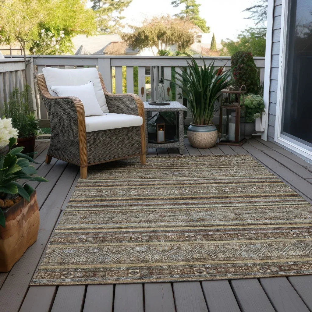 Ysadora Brown Washable Indoor - Outdoor Rug - LOOMLAN - LOOMLAN Rugs - Outdoor Rugs