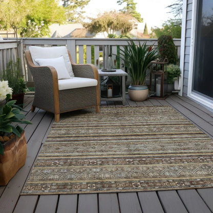 Ysadora Brown Washable Indoor - Outdoor Rug - LOOMLAN - LOOMLAN Rugs - Outdoor Rugs