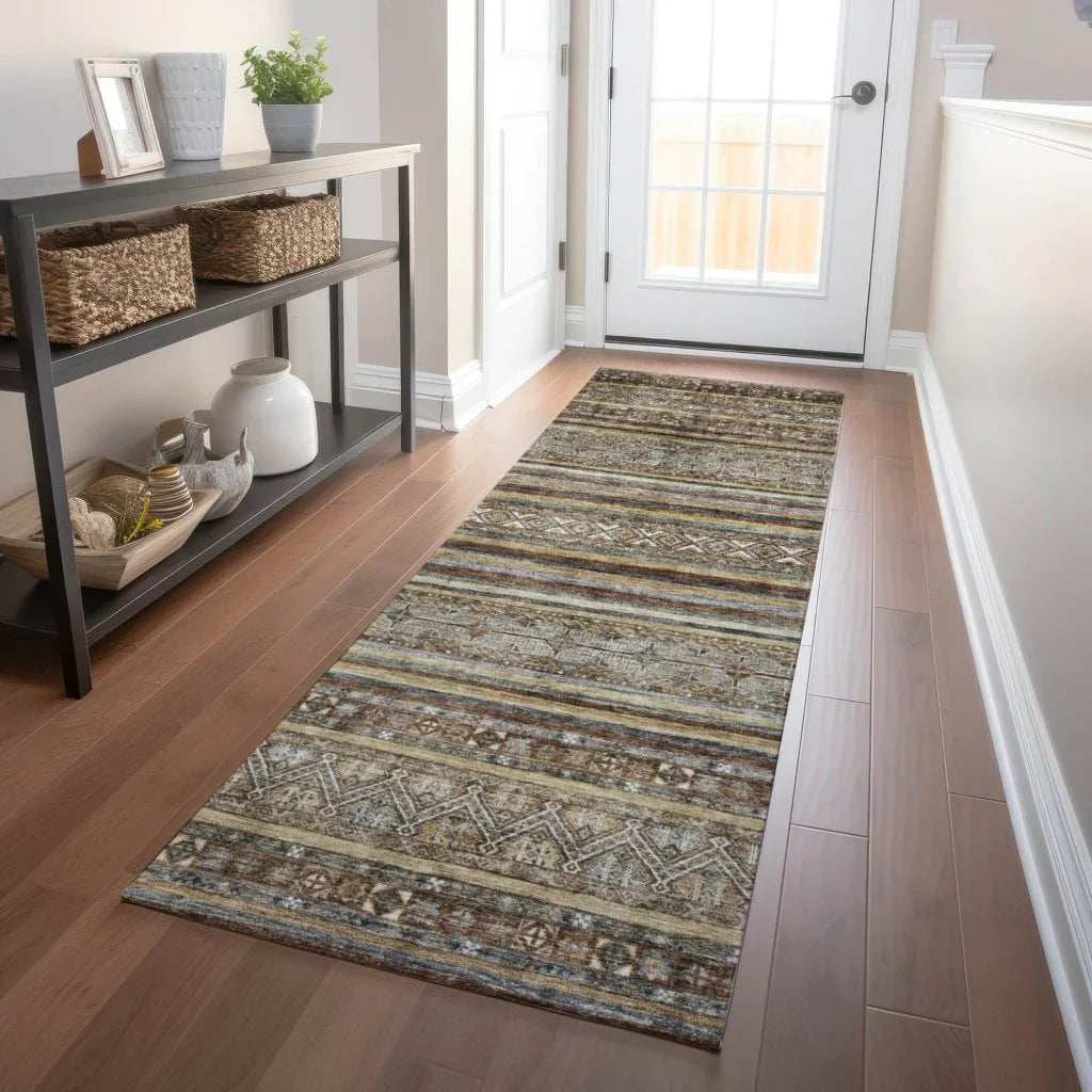 Ysadora Brown Washable Indoor - Outdoor Rug - LOOMLAN - LOOMLAN Rugs - Outdoor Rugs