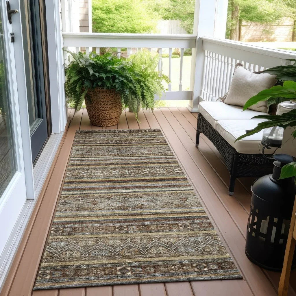 Ysadora Brown Washable Indoor - Outdoor Rug - LOOMLAN - LOOMLAN Rugs - Outdoor Rugs