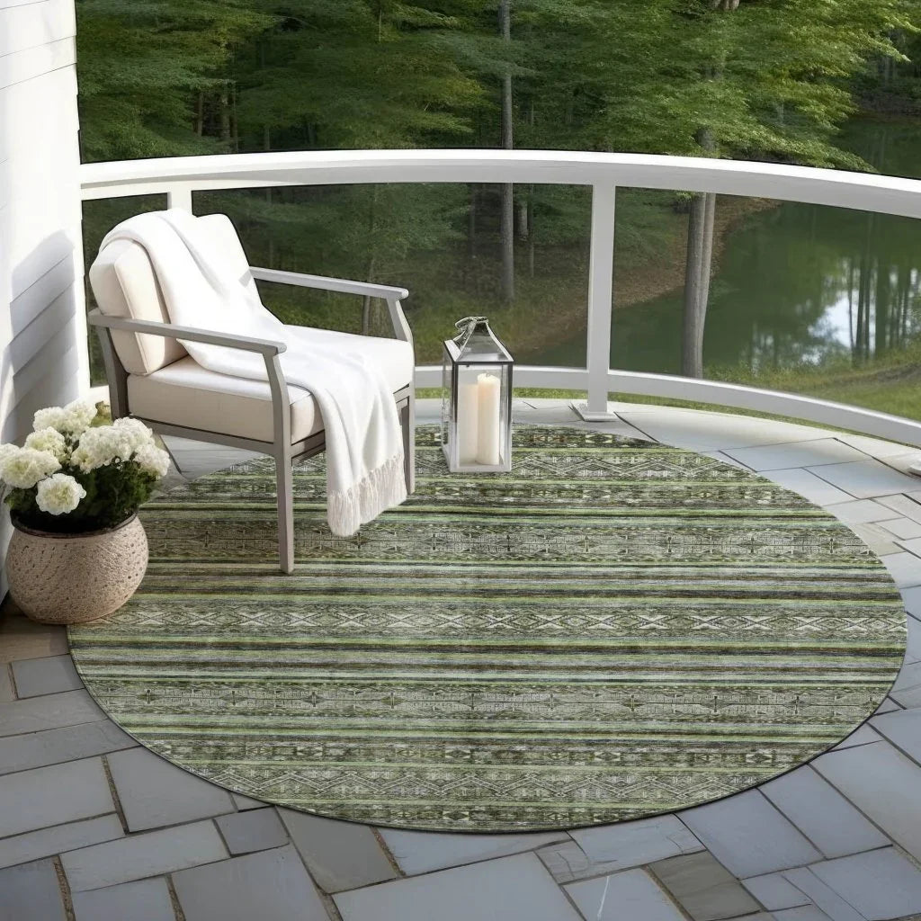 Ysadora Green Washable Indoor - Outdoor Rug - LOOMLAN - LOOMLAN Rugs - Outdoor Rugs