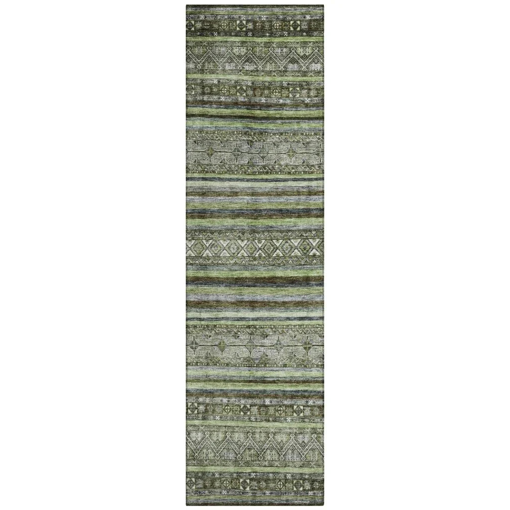 Ysadora Green Washable Indoor - Outdoor Rug - LOOMLAN - LOOMLAN Rugs - Outdoor Rugs