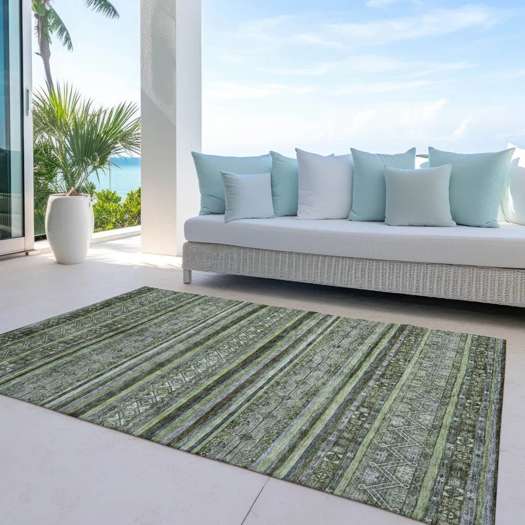 Ysadora Green Washable Indoor - Outdoor Rug - LOOMLAN - LOOMLAN Rugs - Outdoor Rugs