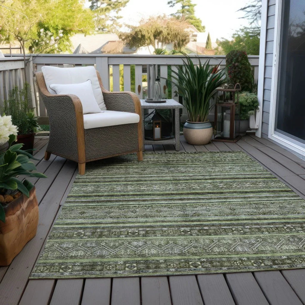 Ysadora Green Washable Indoor - Outdoor Rug - LOOMLAN - LOOMLAN Rugs - Outdoor Rugs