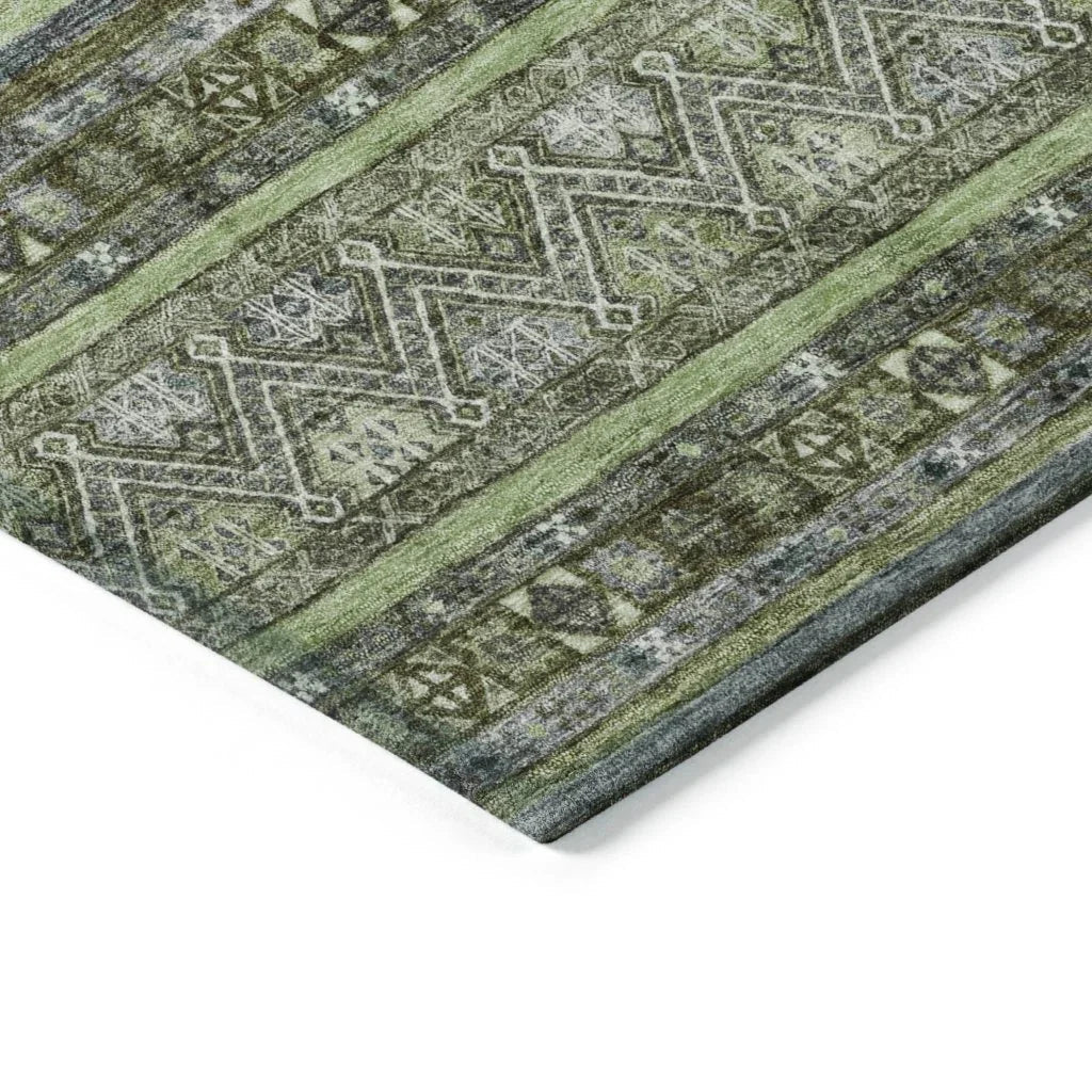 Ysadora Green Washable Indoor - Outdoor Rug - LOOMLAN - LOOMLAN Rugs - Outdoor Rugs