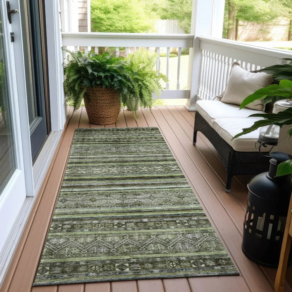 Ysadora Green Washable Indoor - Outdoor Rug - LOOMLAN - LOOMLAN Rugs - Outdoor Rugs