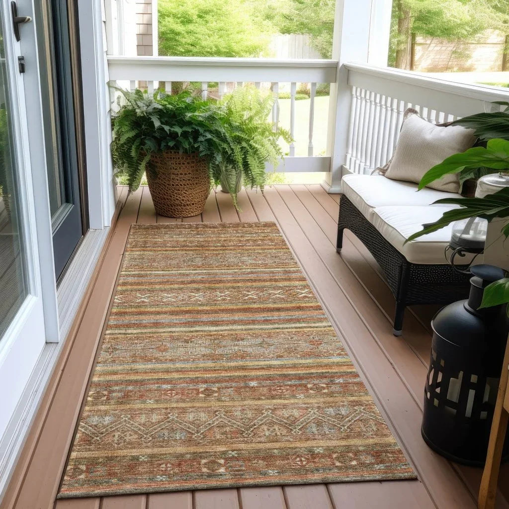 Ysadora Orange Washable Indoor - Outdoor Rug - LOOMLAN - LOOMLAN Rugs - Outdoor Rugs