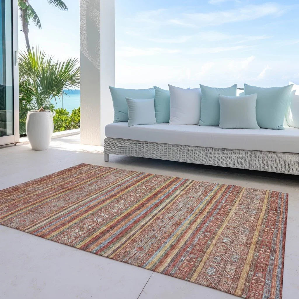Ysadora Paprika Washable Indoor - Outdoor Rug - LOOMLAN - LOOMLAN Rugs - Outdoor Rugs
