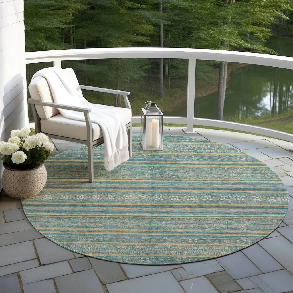 Ysadora Teal Washable Indoor - Outdoor Rug - LOOMLAN - LOOMLAN Rugs - Outdoor Rugs