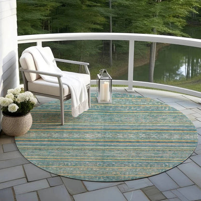 Ysadora Teal Washable Indoor - Outdoor Rug - LOOMLAN - LOOMLAN Rugs - Outdoor Rugs