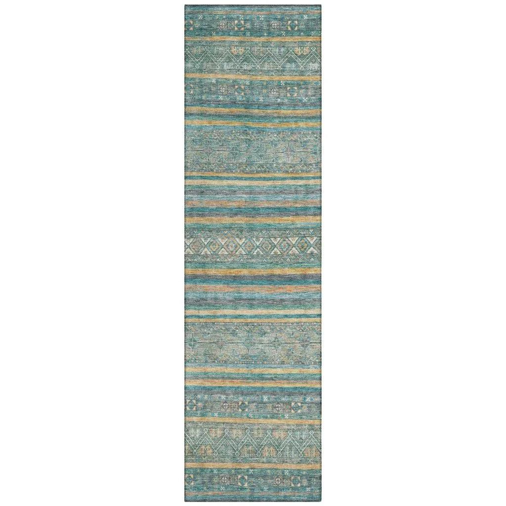 Ysadora Teal Washable Indoor - Outdoor Rug - LOOMLAN - LOOMLAN Rugs - Outdoor Rugs