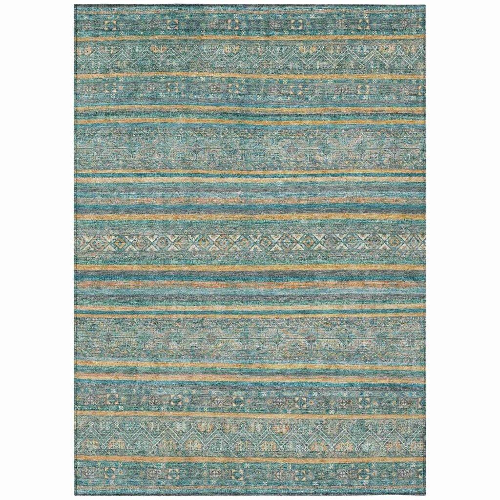 Ysadora Teal Washable Indoor - Outdoor Rug - LOOMLAN - LOOMLAN Rugs - Outdoor Rugs