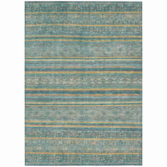 Ysadora Teal Washable Indoor - Outdoor Rug - LOOMLAN - LOOMLAN Rugs - Outdoor Rugs