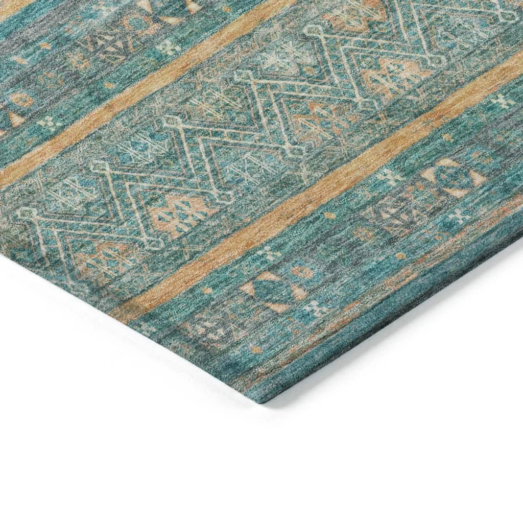 Ysadora Teal Washable Indoor - Outdoor Rug - LOOMLAN - LOOMLAN Rugs - Outdoor Rugs