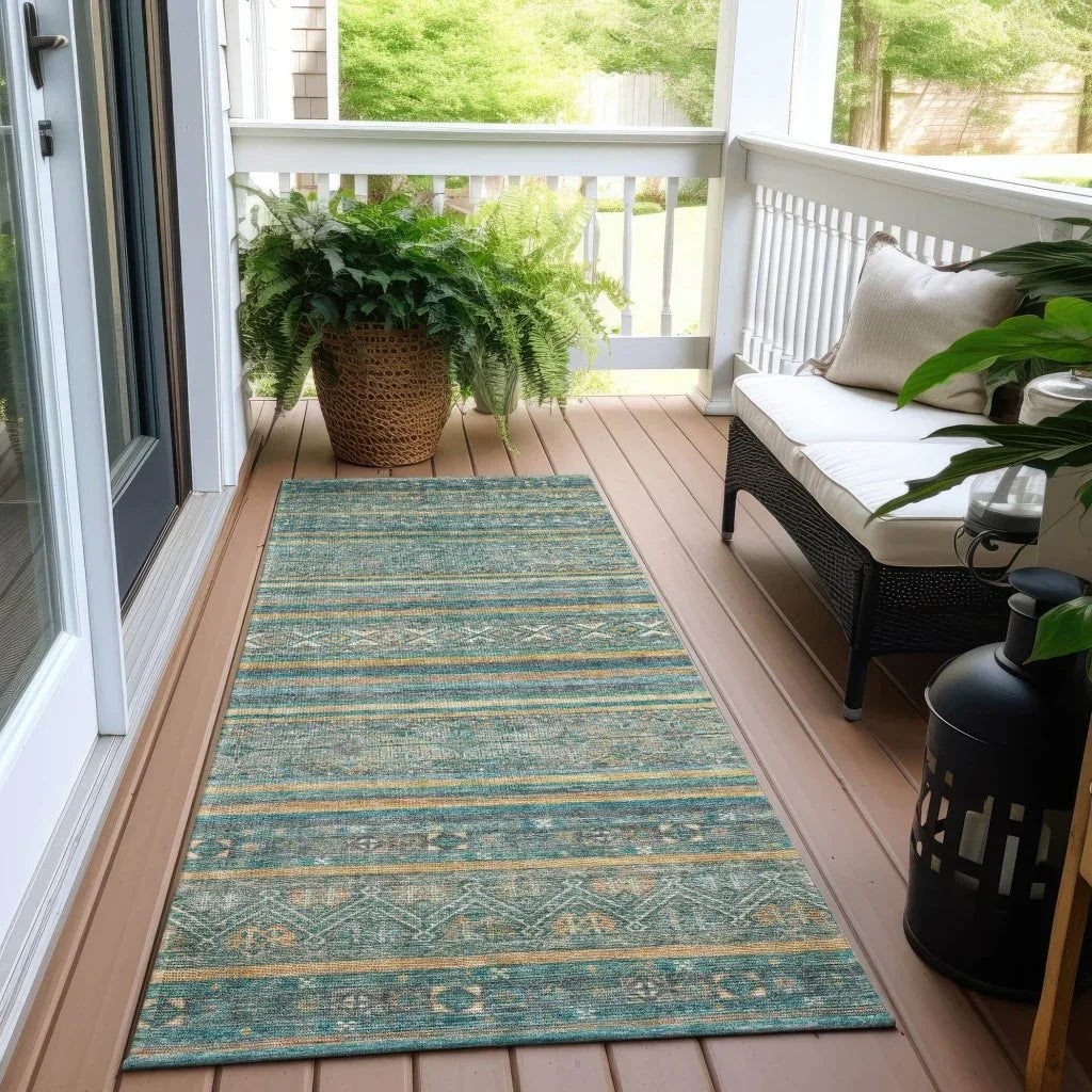 Ysadora Teal Washable Indoor - Outdoor Rug - LOOMLAN - LOOMLAN Rugs - Outdoor Rugs