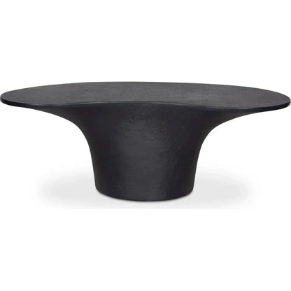 Yumi Concrete Outdoor Oval Coffee Table-Outdoor Coffee Tables-Moe's Home-Black-LOOMLAN