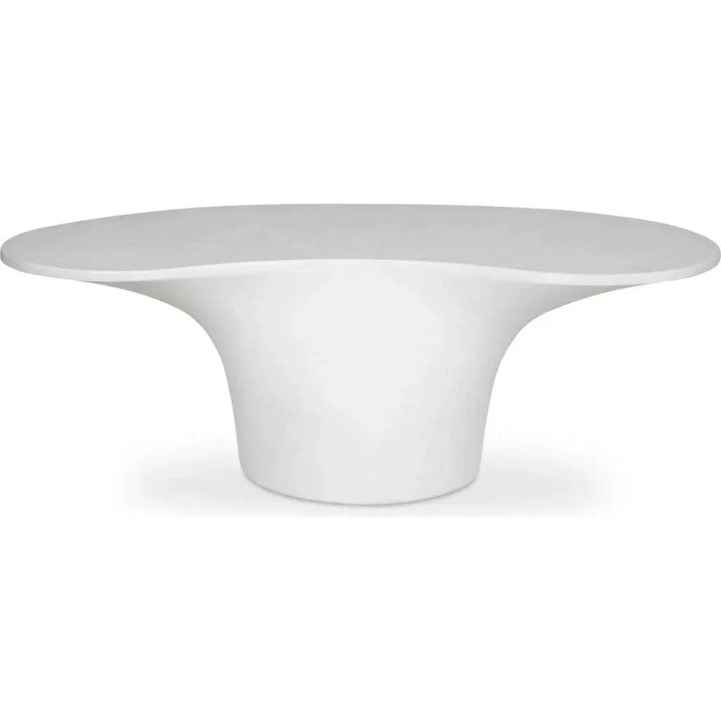 Yumi Concrete Outdoor Oval Coffee Table-Outdoor Coffee Tables-Moe's Home-White-LOOMLAN