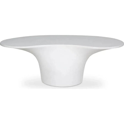 Yumi Concrete Outdoor Oval Coffee Table-Outdoor Coffee Tables-Moe's Home-White-LOOMLAN