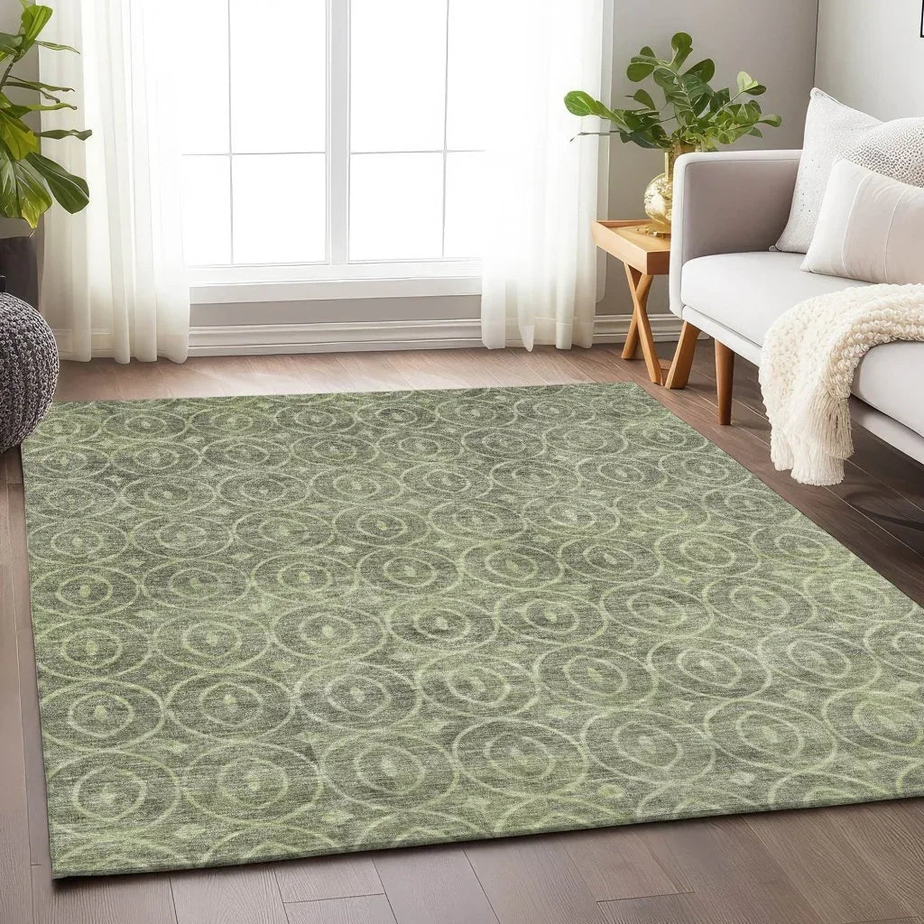 Zafrine Aloe Washable Indoor - Outdoor Rug - LOOMLAN - LOOMLAN Rugs - Outdoor Rugs
