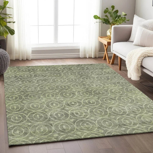 Zafrine Aloe Washable Indoor - Outdoor Rug - LOOMLAN - LOOMLAN Rugs - Outdoor Rugs
