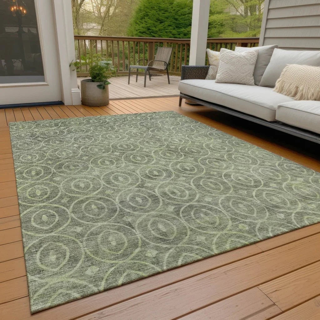 Zafrine Aloe Washable Indoor - Outdoor Rug - LOOMLAN - LOOMLAN Rugs - Outdoor Rugs