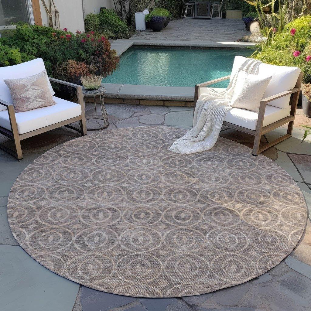 Zafrine Brown Washable Indoor - Outdoor Rug - LOOMLAN - LOOMLAN Rugs - Outdoor Rugs