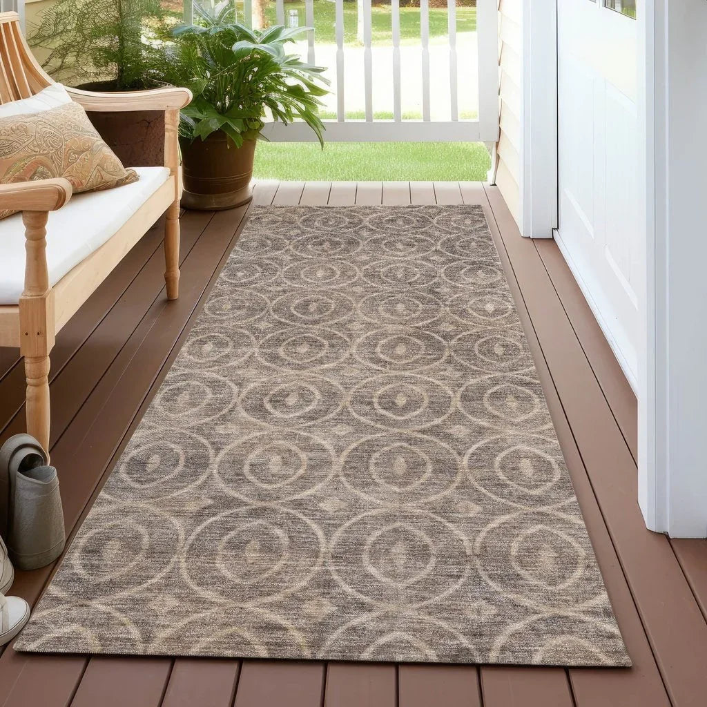 Zafrine Brown Washable Indoor - Outdoor Rug - LOOMLAN - LOOMLAN Rugs - Outdoor Rugs