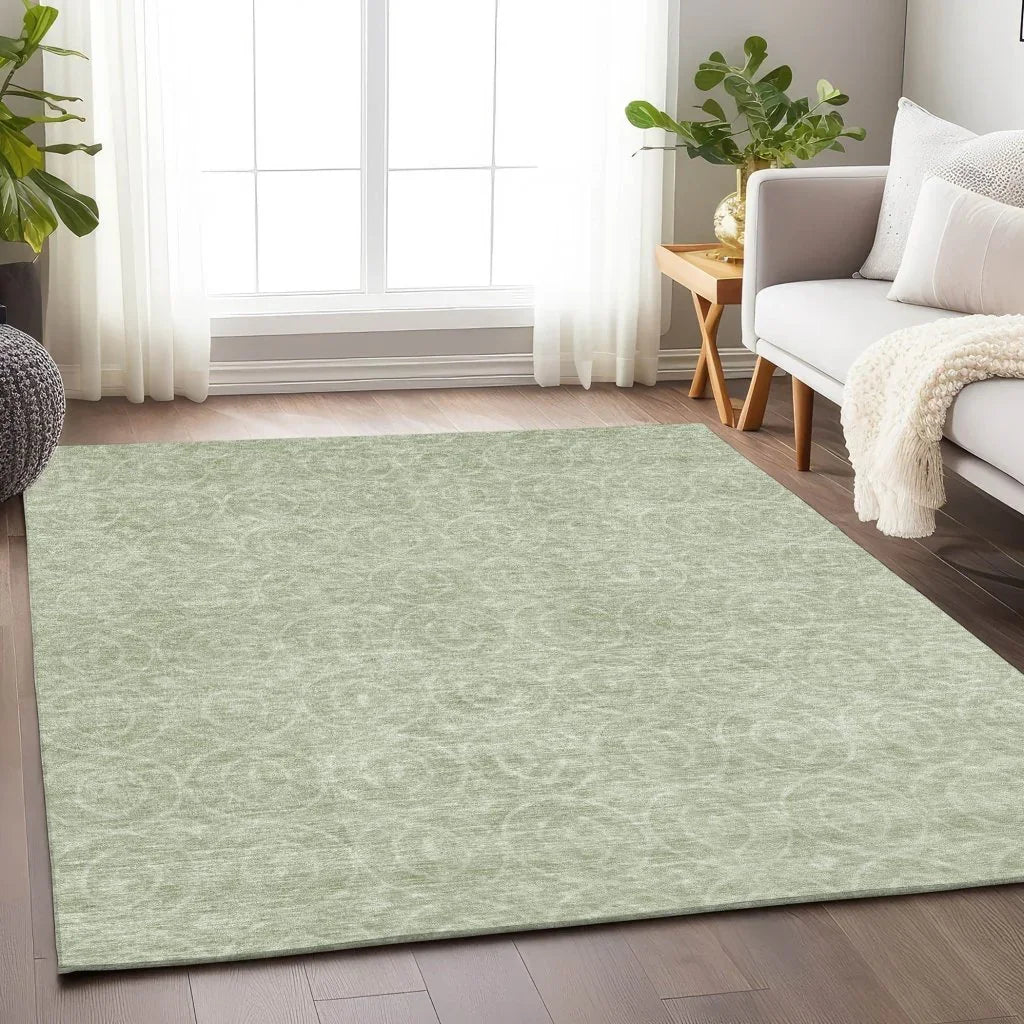 Zafrine Green Washable Indoor - Outdoor Rug - LOOMLAN - LOOMLAN Rugs - Outdoor Rugs