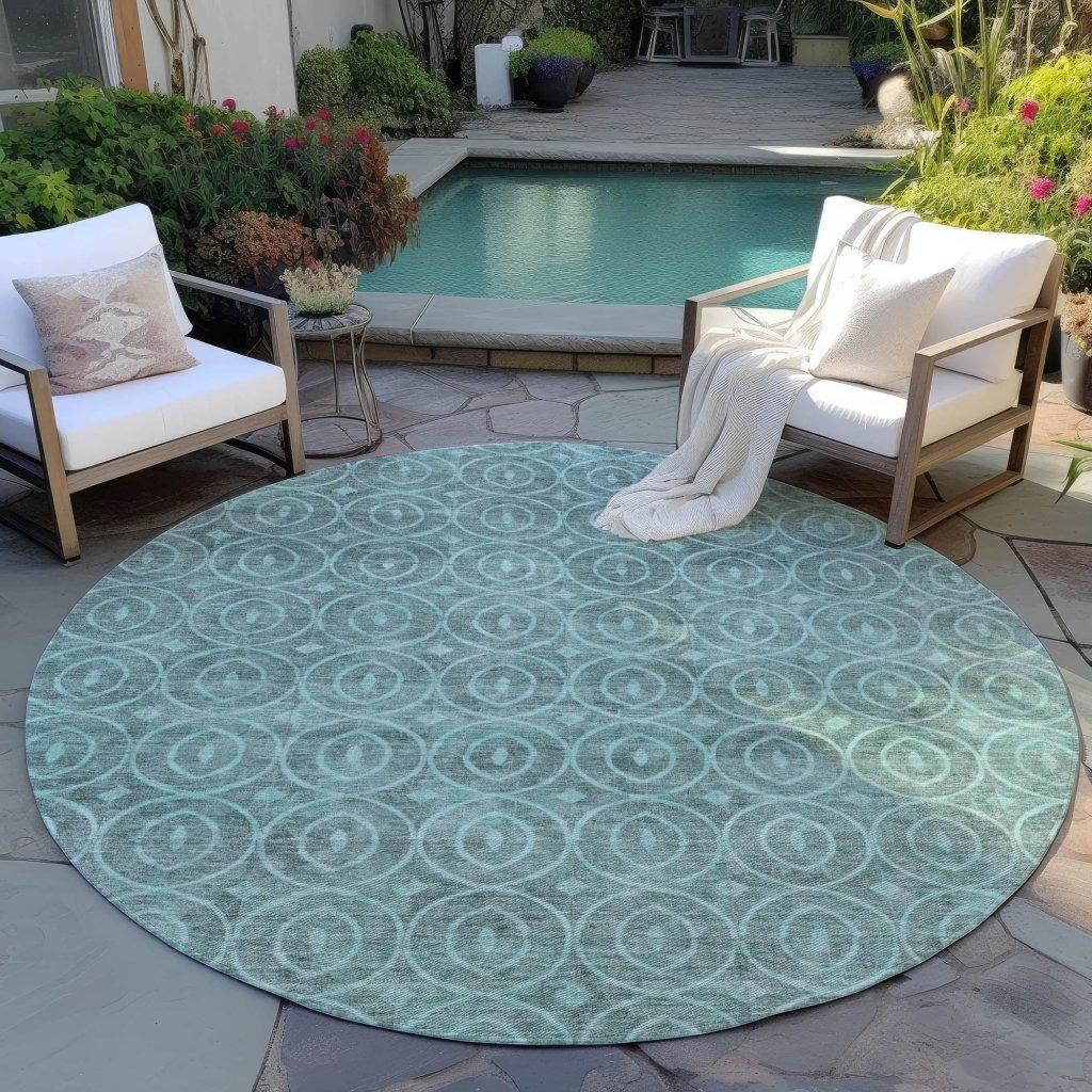 Zafrine Teal Washable Indoor - Outdoor Rug - LOOMLAN - LOOMLAN Rugs - Outdoor Rugs