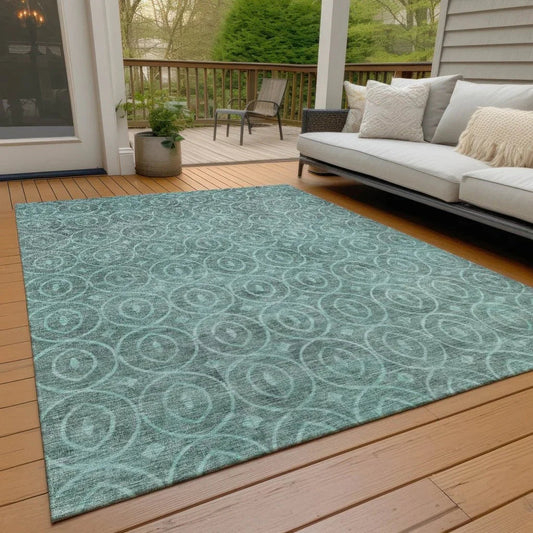 Zafrine Teal Washable Indoor - Outdoor Rug - LOOMLAN - LOOMLAN Rugs - Outdoor Rugs