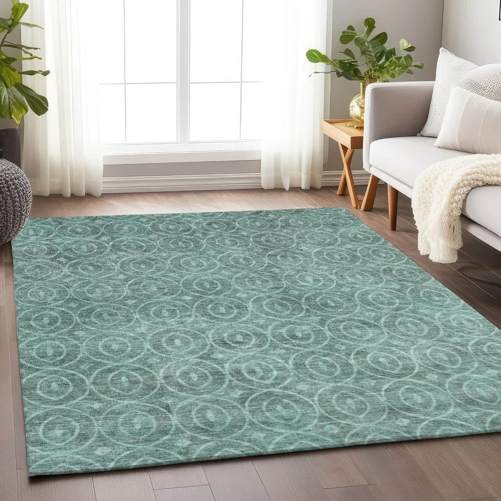 Zafrine Teal Washable Indoor - Outdoor Rug - LOOMLAN - LOOMLAN Rugs - Outdoor Rugs