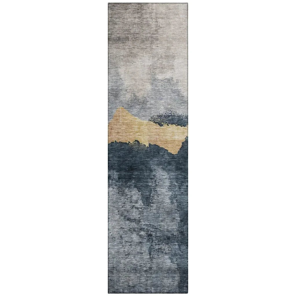 Zailor Blue Washable Indoor-Outdoor Rug-Outdoor Rugs-LOOMLAN Rugs-2'3" x 7'6"-LOOMLAN