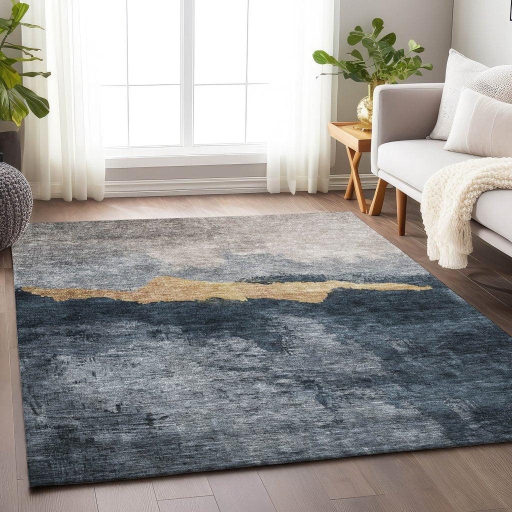 Zailor Blue Washable Indoor-Outdoor Rug-Outdoor Rugs-LOOMLAN Rugs-LOOMLAN