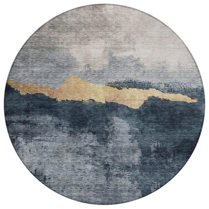 Zailor Blue Washable Indoor-Outdoor Rug-Outdoor Rugs-LOOMLAN Rugs-8' x 8'-LOOMLAN