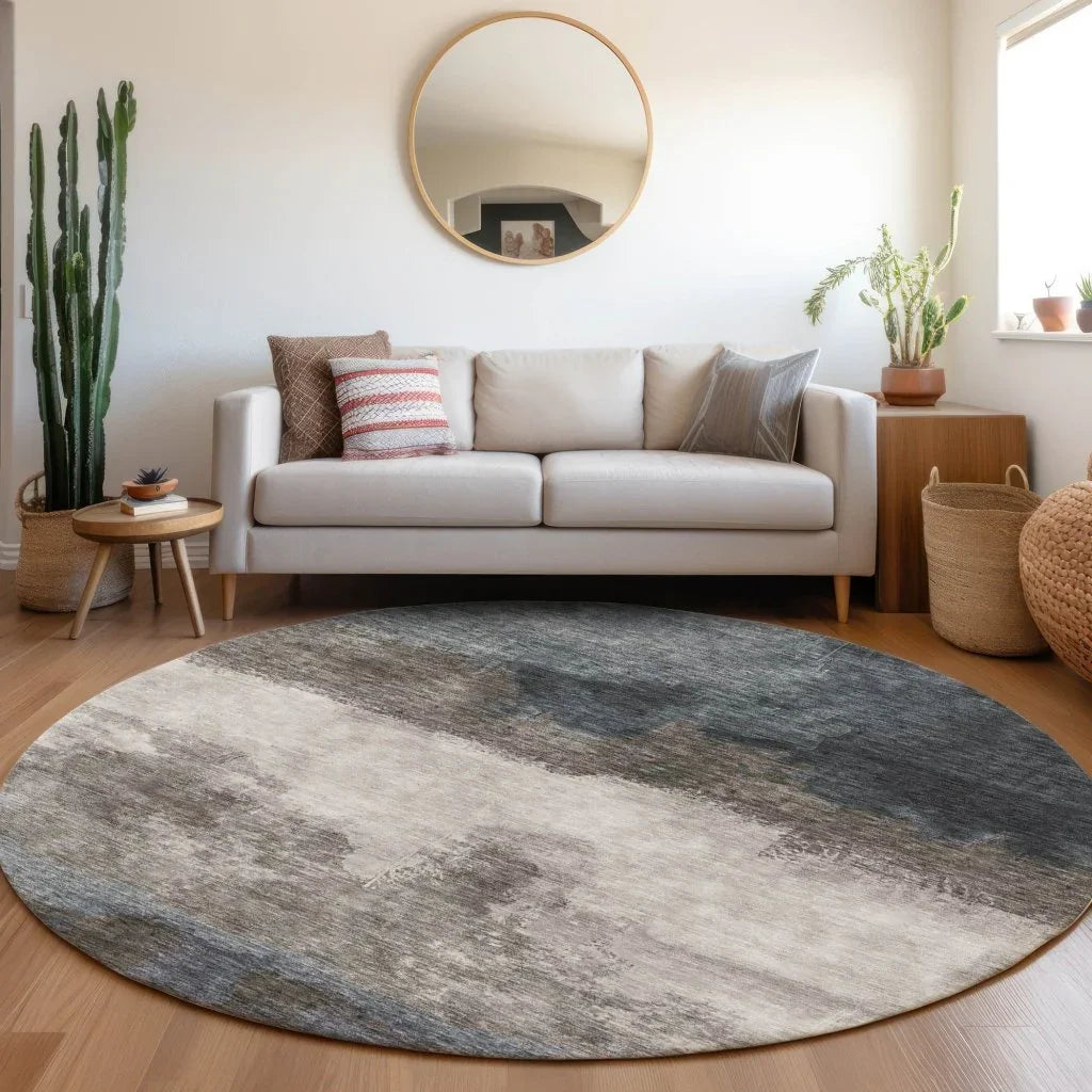 Zailor Gray Washable Indoor-Outdoor Rug-Outdoor Rugs-LOOMLAN Rugs-LOOMLAN