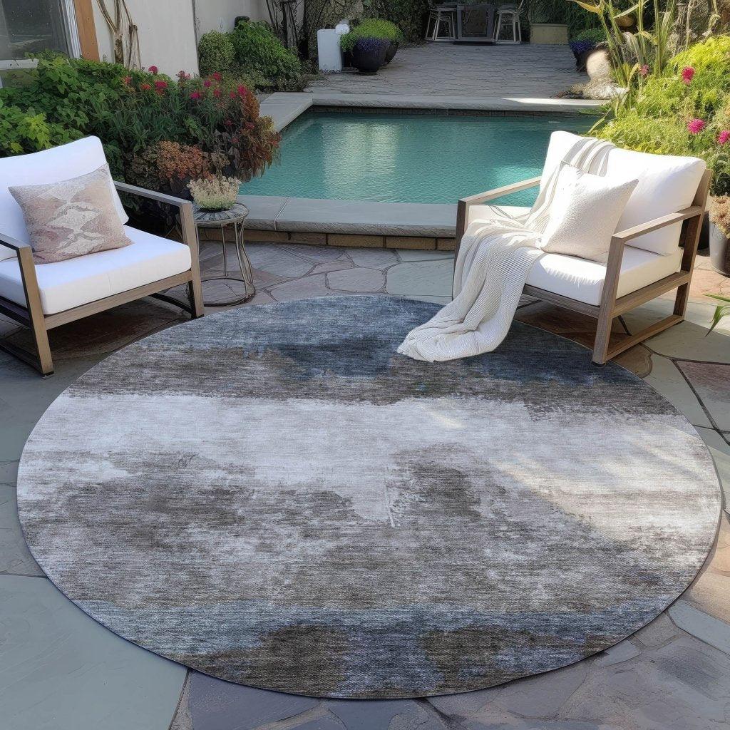 Zailor Gray Washable Indoor-Outdoor Rug-Outdoor Rugs-LOOMLAN Rugs-LOOMLAN