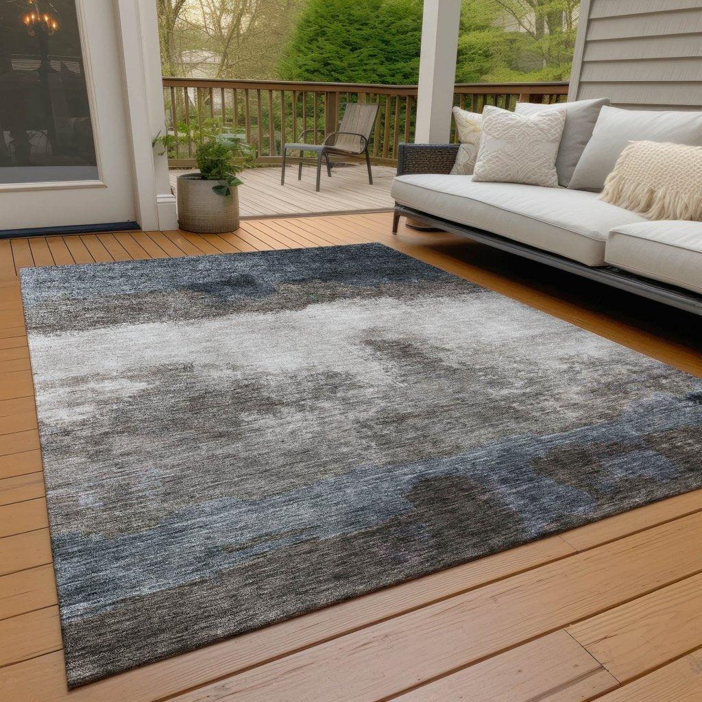 Zailor Gray Washable Indoor-Outdoor Rug-Outdoor Rugs-LOOMLAN Rugs-LOOMLAN
