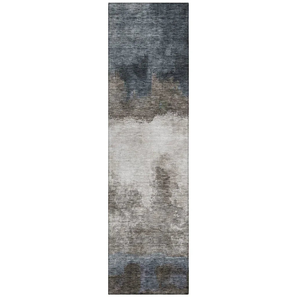 Zailor Gray Washable Indoor-Outdoor Rug-Outdoor Rugs-LOOMLAN Rugs-2'3" x 7'6"-LOOMLAN