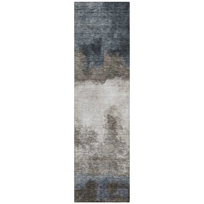 Zailor Gray Washable Indoor-Outdoor Rug-Outdoor Rugs-LOOMLAN Rugs-2'3" x 7'6"-LOOMLAN