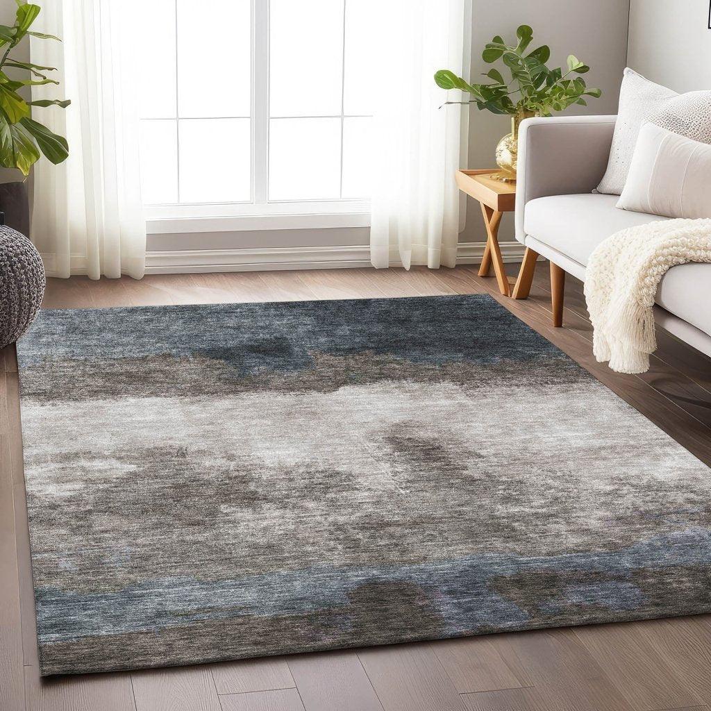 Zailor Gray Washable Indoor-Outdoor Rug-Outdoor Rugs-LOOMLAN Rugs-LOOMLAN
