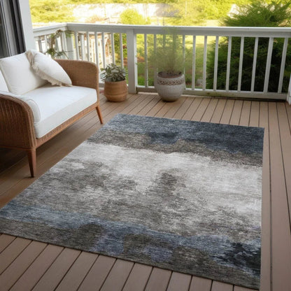 Zailor Gray Washable Indoor-Outdoor Rug-Outdoor Rugs-LOOMLAN Rugs-LOOMLAN