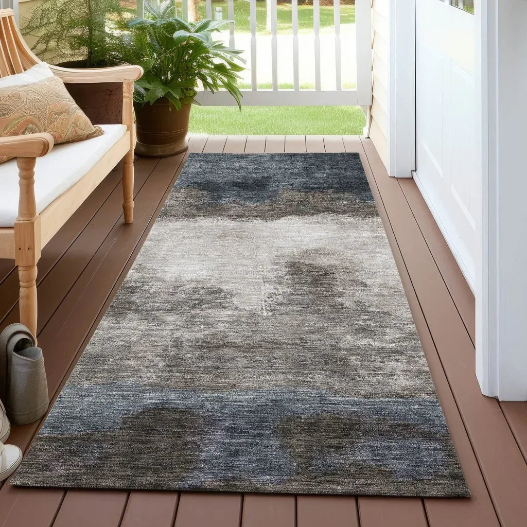 Zailor Gray Washable Indoor-Outdoor Rug-Outdoor Rugs-LOOMLAN Rugs-LOOMLAN