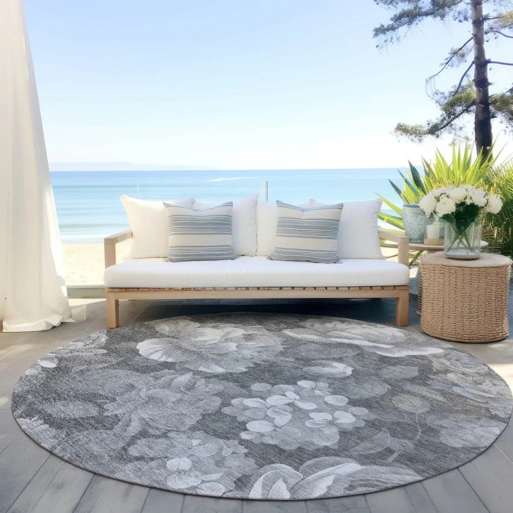 Zaleenah Gray Washable Indoor - Outdoor Rug - LOOMLAN - LOOMLAN Rugs - Outdoor Rugs