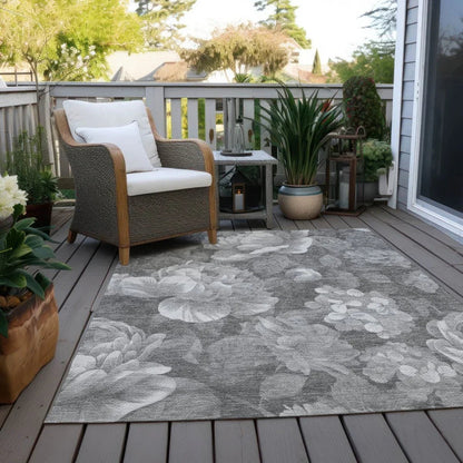Zaleenah Gray Washable Indoor - Outdoor Rug - LOOMLAN - LOOMLAN Rugs - Outdoor Rugs