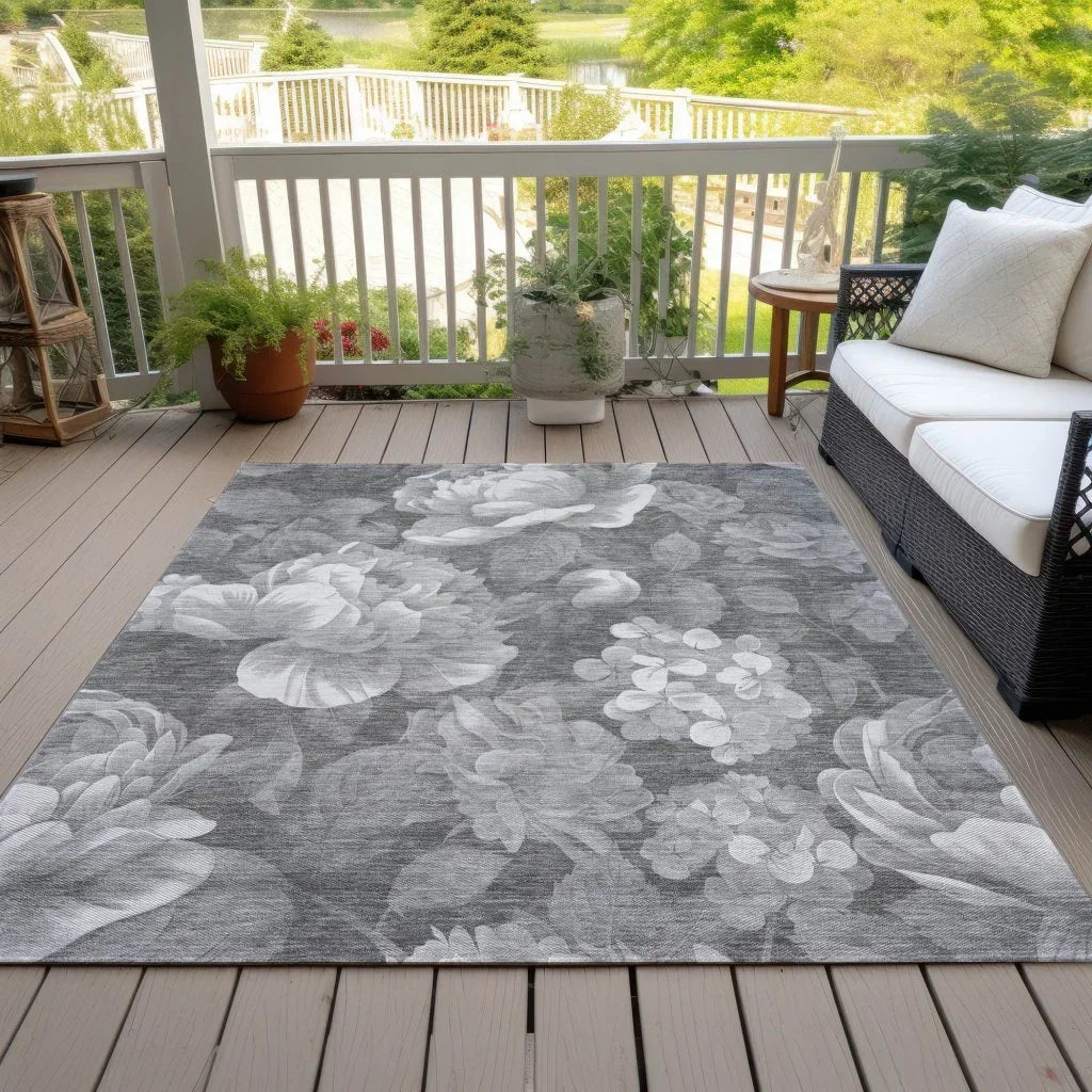 Zaleenah Gray Washable Indoor - Outdoor Rug - LOOMLAN - LOOMLAN Rugs - Outdoor Rugs