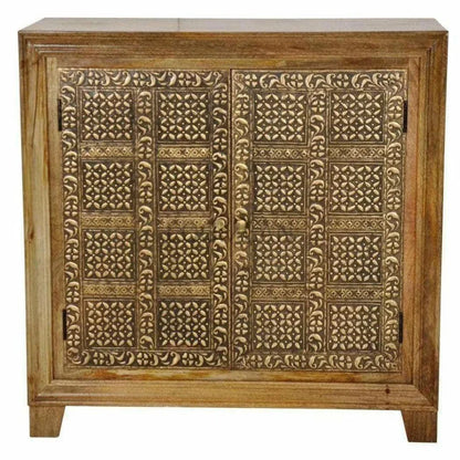 40" Wood Brass Accent Cabinet 2 Doors Zaley - LOOMLAN - LOOMLAN - Accent Cabinets