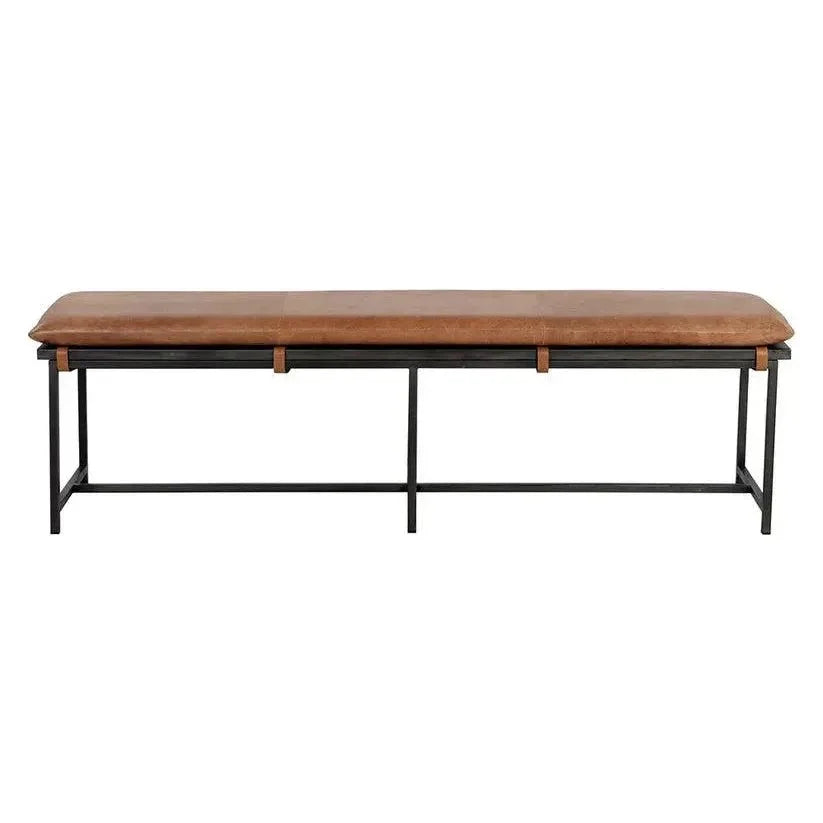 Zancor Bench - Tan Leather with Gunmetal - LOOMLAN - SUNPAN - Dining Benches